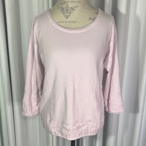Vintage Bill Blass Pale Pink Embroidered Top